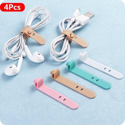 Cable Organizer Silicone Wire Binding Data Cable Tie Management Bobbin Winder Marker Holder Tape Lead Straps For Charger Headset