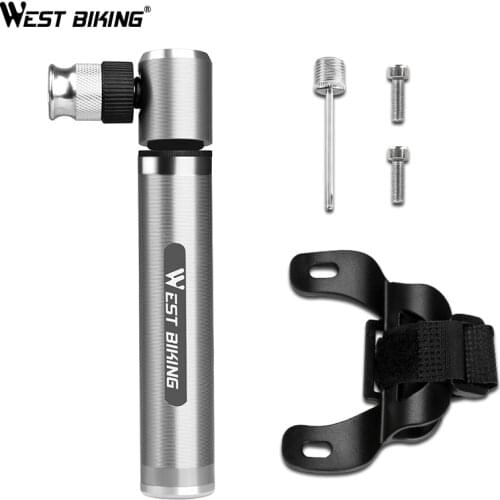 WEST BIKING Portable Bicycle Pump Aluminum Alloy Tire Air Pump Mountain Road Bike Air Pump Mini Bike Hand Pump Inflator for Ball