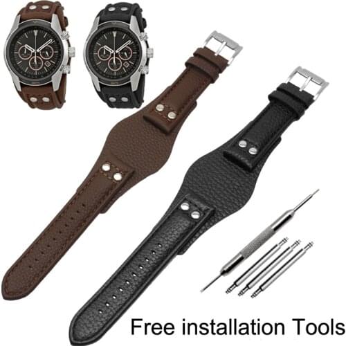 Genuine leather watchband 22mm strap With mat for fossil CH2891 CH2565 CH2564 CH3051 watch band handmade mens leather bracelet