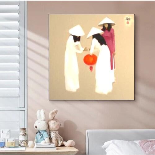 Hand Pained tranh son dau nnguyan thanh binh Vietnamese Art for Living Room Wall Decoration