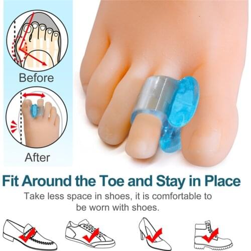 2Pcs Silicone Gel Toe Separator Blue Soft Hallux Valgus Bunion Spacers Thumb Corrector Foot Care Tool