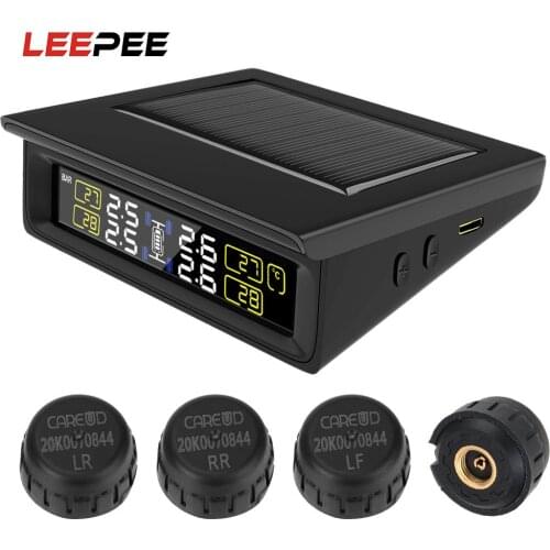 Solar Power TPMS PSI/BAR Mode LCD Display Tyre Pressure Monitoring System With 4 Internal/External Sensor Replaceable Battery