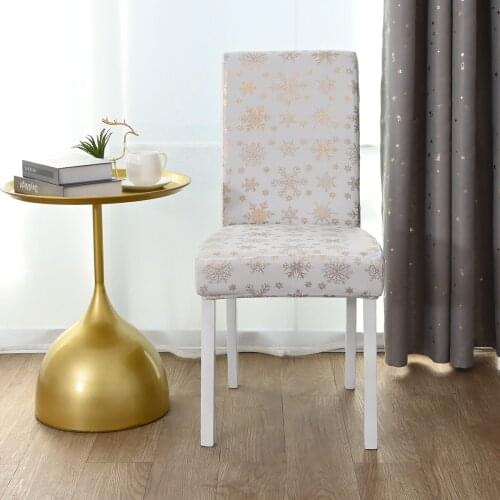 Snowflake Dining Chair Cover Spandex Stretch Seat Slipcovers Christmas Gold Stamping Chair Cover Banquet Living Room Decoration