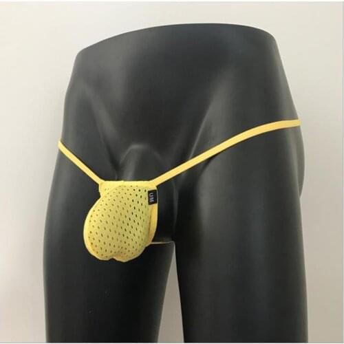 New arrival Mens Breathable Hole Net Sexy Big Pouch G strings Underwear Erotic Thong Under panties