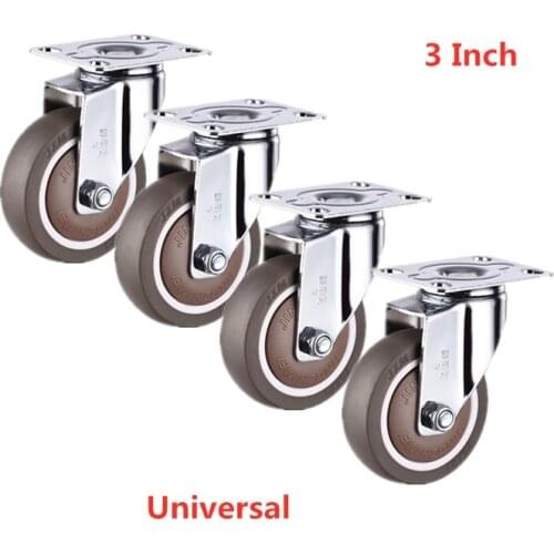 4 Pcs/Lot 3 Inch Universal Caster Rubber Mute Light Furniture Medical Shelf Ventilator Wheel
