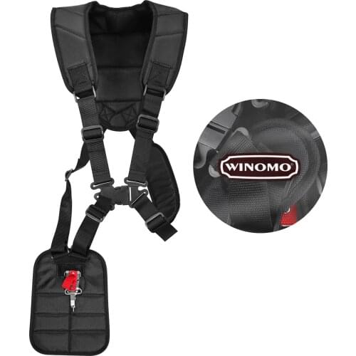 WINOMO 1PC Universal Strimmer Double Shoulder Harness Strap for Brush Cutter Grass Trimmer with Carry Hook (Black)