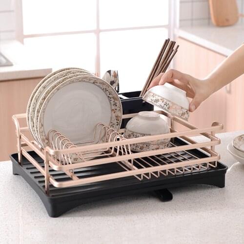 Space Aluminum Dish Rack Drain Rack Kitchen Rack Sink Sink Put Bowl Dishes Dish Rack Drying Tableware Storage Rack
