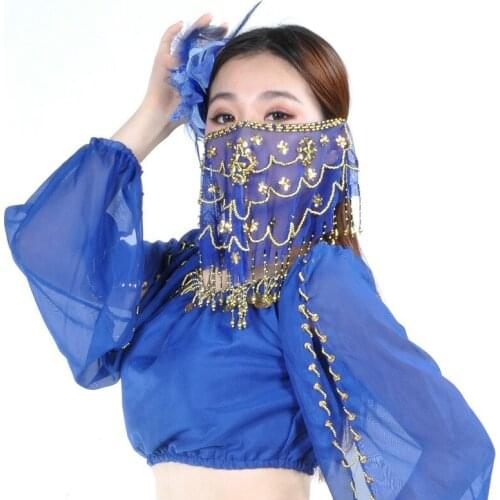 New Design Cheap Women Indian Belly Dance Face Veil Tribal Belly Dancing Veils for Sale 9 Colors Available 1 Pcs Face Veil