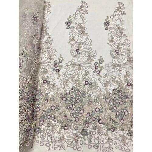 High-quality large flower position handmade beaded lace, French tulle lace, suitable for ladies' fashionable party dresses