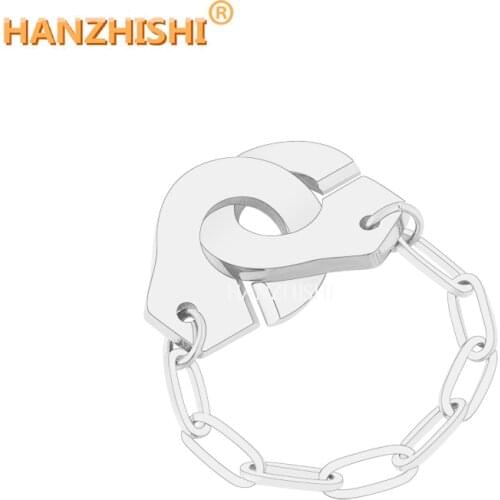 High Quality Stainless Steel Handcuff Ring White Paper Clip Chain Menottes Ring For Women Party Gift Jewelry