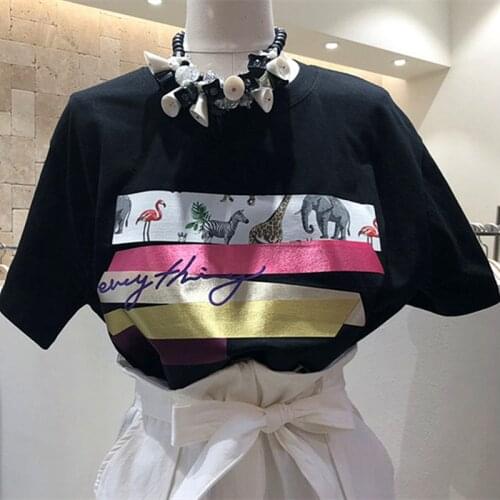 Every Thing Animal Cartoon Cute Korean Tee O-neck Loose Plus Size Summer Graphic T Shirts Women 2021 new Fashion Kawaii Clothes
