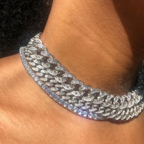 Large stock choker necklace for women wholesale drop ship cuban chain with cz paved luxury necklace jewelry for hip hop jewelry