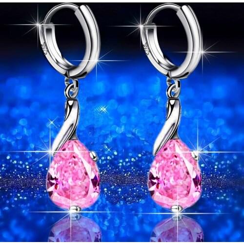 KOFSAC Elegant Blue Water Droplets Earrings For Women Shining Crystal 925 Sterling Silver Jewelry Lady Gift Wedding Accessories