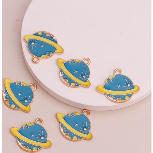 10pcs Enamel Stars Planet Connectors Charms for Handmade Necklaces Pendants Bracelets 23x27mm Jewelry Making Finding