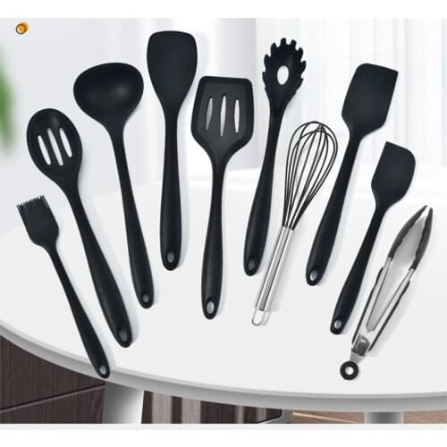 10pcs/set Silicone Kitchenware Large Cooking Utensils Kitchen Cookware Spatula Kitchen Baking/BBQ Tools Sets Heat Resistance