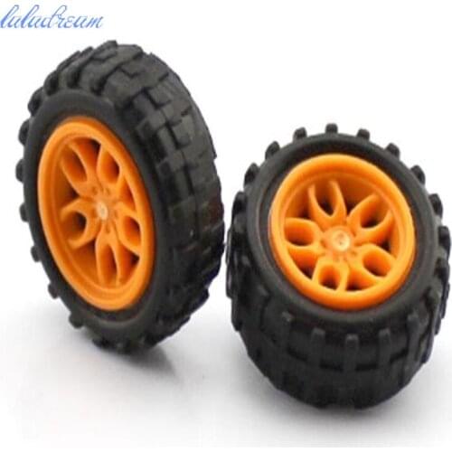 10pcs/lot 2*18mm mini plastic wheel diy car model parts yellow plastic tires