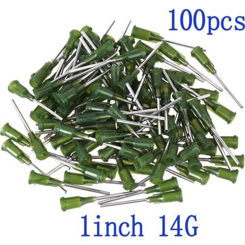 100pcs, Dispensing Needles Syringe Needle Blunt Tip with Luer Lock 14Gauge x 1”(1Inch Length),Screw Interface Needles 14Ga
