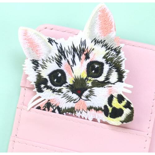 5PC Cartoon Cute Cat Animal Embroidery Appliques on Clothe DIY Iron on Patch Clothe Custom Patch Shaker for Bow Sewing Accessory