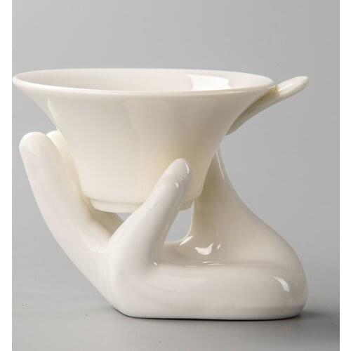 White Porcelain Tea Strainers Ceramic Hand Holding Tea Filter Chinese Kung Fu Tea Sets Tea Leaf Spice Filter Chinaware D014