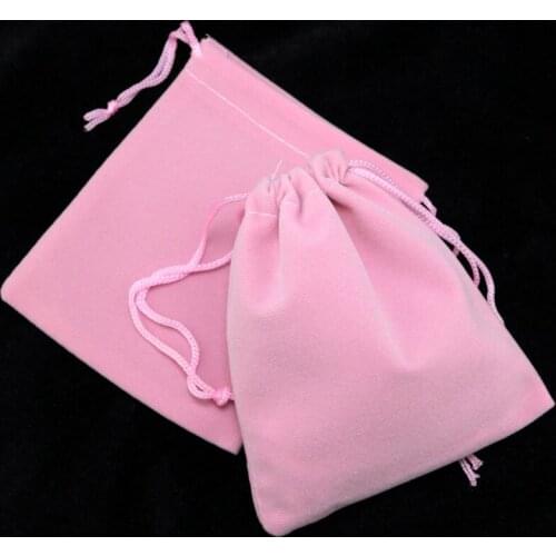 Free Shipping 100Pcs/lot 7x9cm Pink Velvet Bags Small Wedding Jewelry Charms Gifts Packaging Bag Favor Drawstring Gift Bags