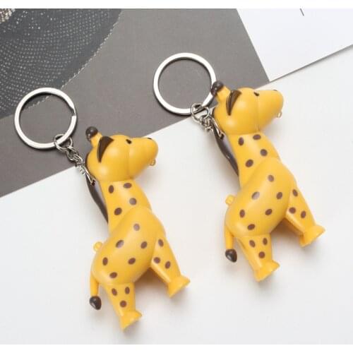 FREE SHIPPING by FEDEX 100pcs/lot New Lovely Little Giraffe Key Chains LED Giraffe Keyrings with Sound For Kids Gifts