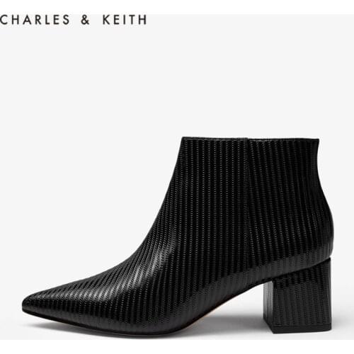 CHARLES&KEITH New Arrival 2020 CK1-91680062Women boots high heel Glossy Pointed Toe fashion shoes