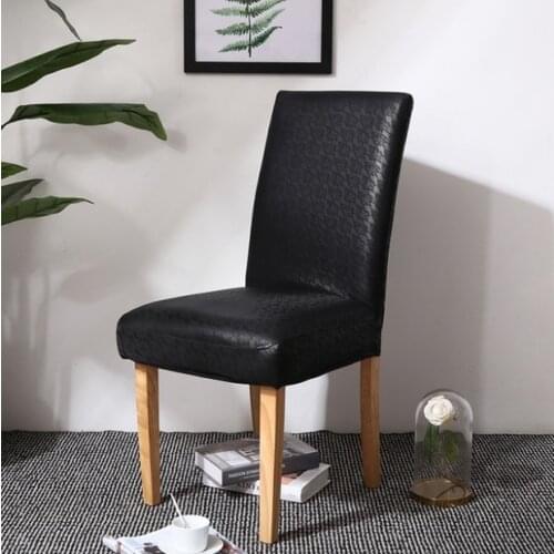 PU Leather fabric material pure color chair cover waterproof Dining seat Chair Covers Hotel Banquet Seat Covers Chair Protector