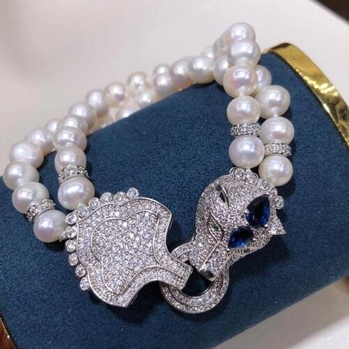 D821 Pearl Bracelet Fine Jewelry Leopard Almost Round 6-7mm Nature Fresh Water White Pearls Bracelets for Women Presents