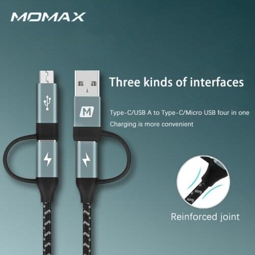 Momax dual-head data cable multi-head two-in-one to Micro Android USB port Xiaomi 8 Huawei PD fast charge 5X charging cable