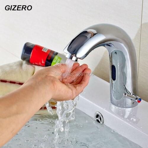 GIZERO Free Shipping Hot&Cold DC Battery Automatic inflared Sensor Faucet for bathroom water saving Inductive Water Tap ZR6139