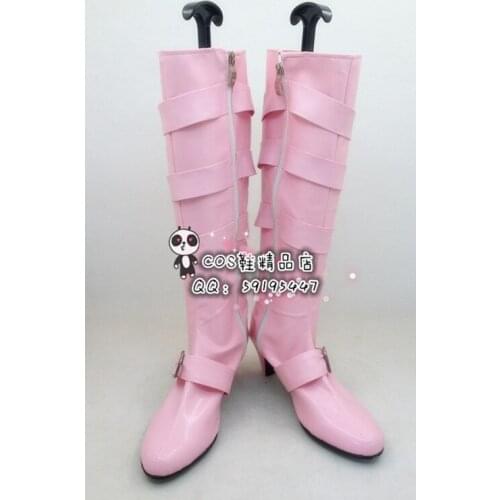 The King Of Fighters KOF Shermie Pink Long Halloween Cosplay Shoes Boots X002