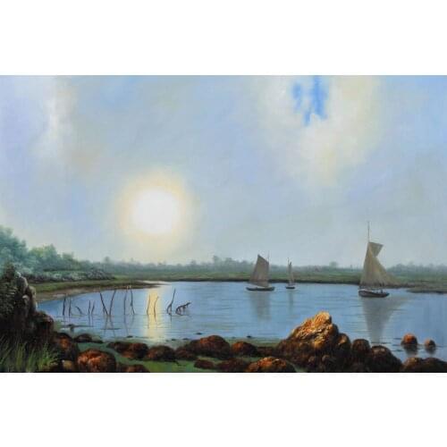 Water Scenes Painting Wall Decor Painting York Harbor Coast of Maine by Martin Johnson Heade Landscape Painting Hand Painted