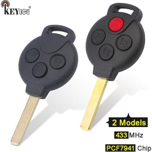 KEYECU 434MHz 7941 Chip Replacement 3 Button Remote Car Key Fob for Mercedes Benz Smart 451