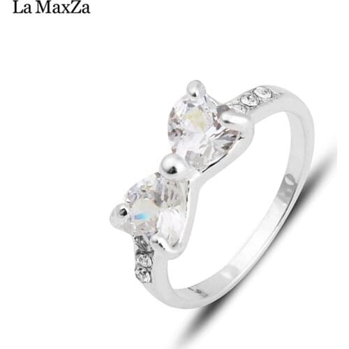 Classic Alloy Rings For Women Fashion Charm Bow-knot Flash Zircon Crystal Fashion Finger Ring Jewelry Accessories Party Daily