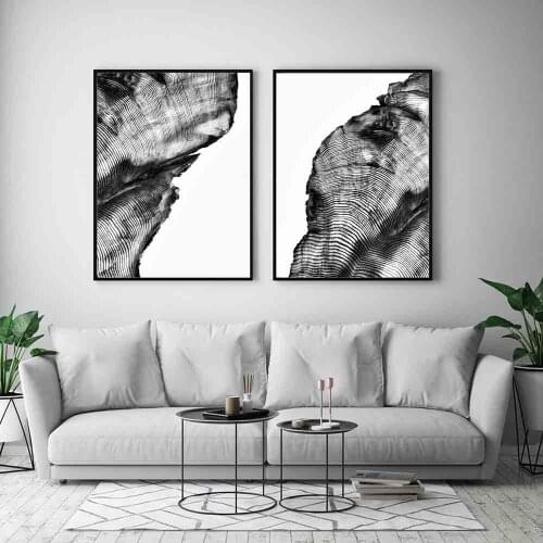 Tree Rings Canvas Painting Black And White Art Log Slice Print Wood Poster Modern On The Wall Decor Pictures Woodblock Home