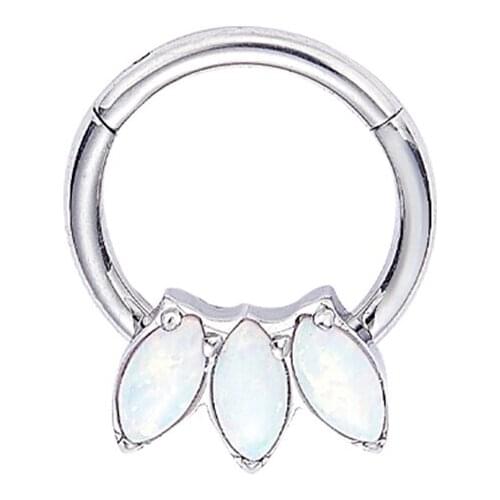 316L Opal Hinged Clicker Segment Ring Surgical Steel Body Jewelry