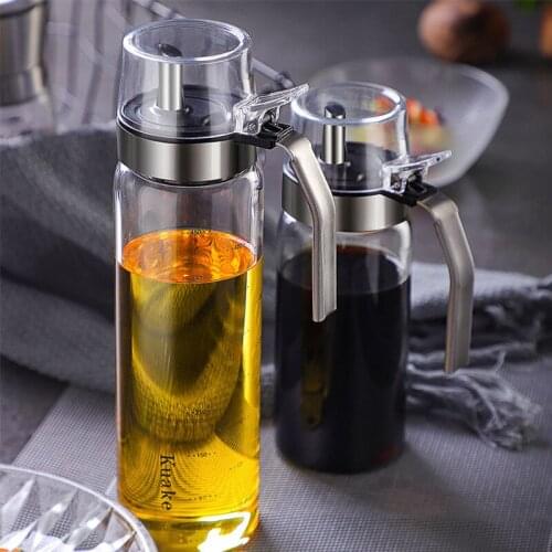 Kitchen Olive Oil Dispenser Bottle Oil Vinegar Dispenser Stainless Steel Lead-Free Glass Bottle Salad Dressing Container