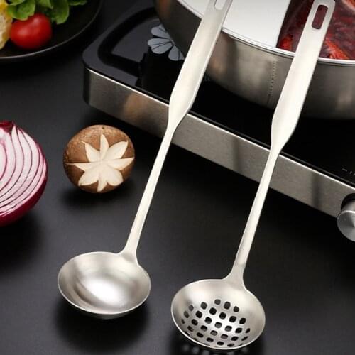 Stainless Steel Kitchen Ladle Long Handle Soup Scoop Slotted Ladle Spoon Long Handle Separate Spoon Cooking Colander Tableware