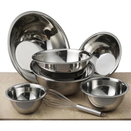 Stainless Steel Mixing Bowls by Finedine (Set of 6) Polished Mirror Finish Nesting Bowls - Cooking Supplies