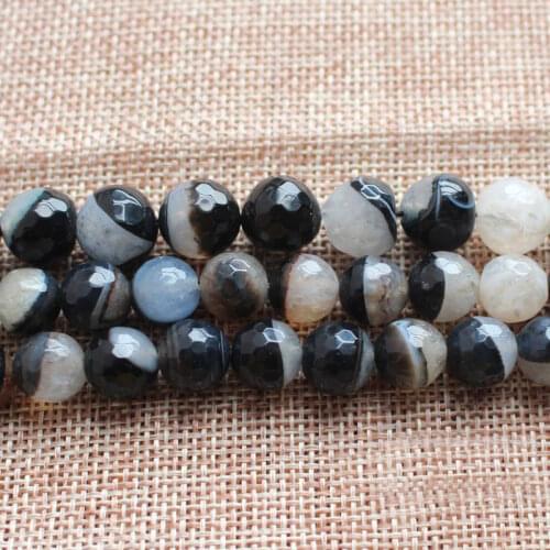 Multi-color Faceted Stripe Agates Round Beads 14.5",For DIY Jewelry Making ! We provide mixed wholesale for all items