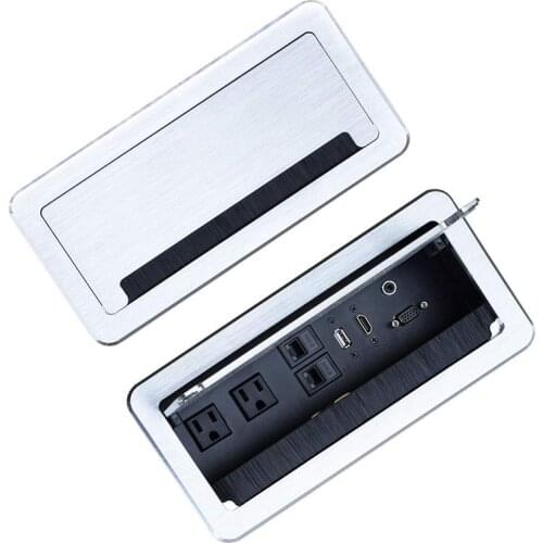 US Brush clamshell multifunction desktop socket/VGA /USB HDMI /Microphone 3.5 AUDIO / Hidden desktop socket brushed for Peru etc