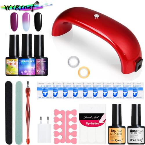WiRinef Nail Kit Dryer 9W UV LED Lamp&UV Gel Varnish Polish Top Base Coat Manicure Tool 3 Colors Nail Polish Nail Art Set