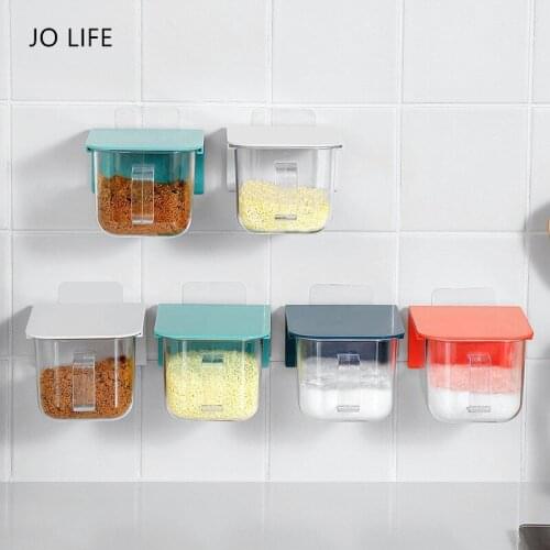 JO LIFE Wall Mounted Spice Box Salts Can Pepper Storage Bottle Food Seasoning Box Container Kitchen Tools