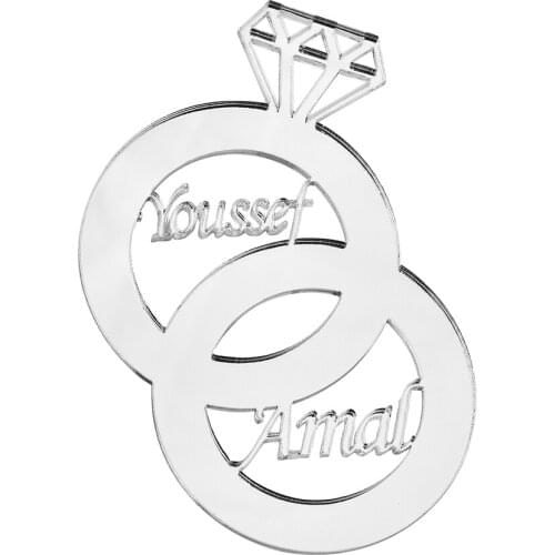 Personalized Engraved Diamond Ring Acrylic Name Card Table Centerpieces Decor For Wedding Party Gift Decoration Favors 8CM