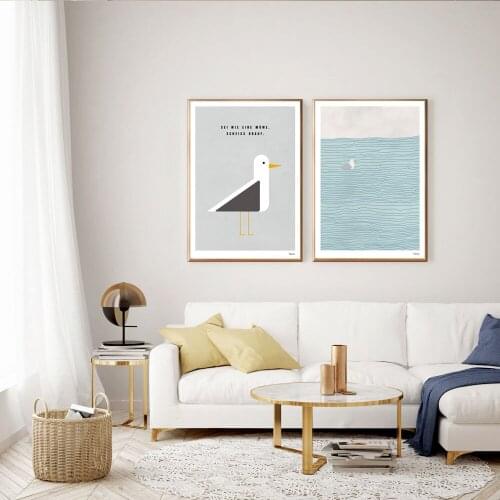 Seagull Posters, Pictures Maritim, Art Canvas Printing,Family, Scandinavian , Sea Bird, Holiday, Modern House Decor