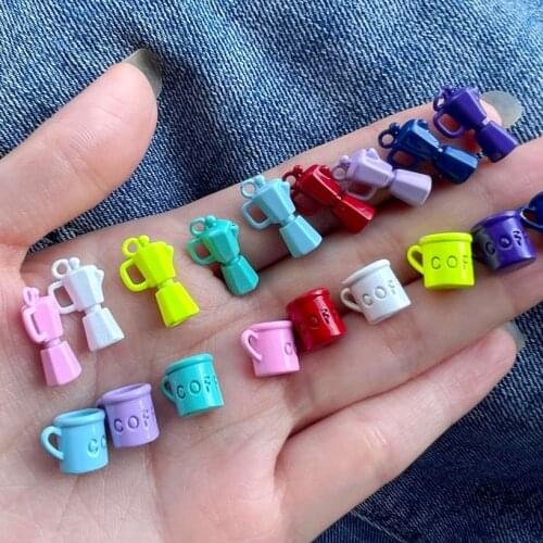 20Pcs Multi color Enamel Drink Cup charm pendant,Unique Coffee Bottle kettle Shaped Pendant For Craft Jewelry, Accessories