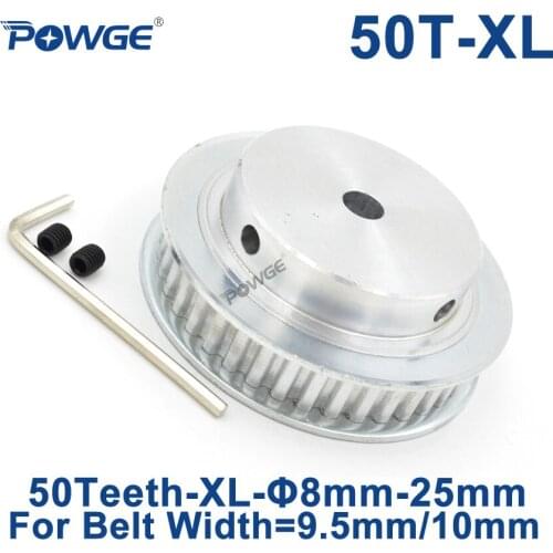 POWGE Inch 50 Teeth XL Timing pulley Bore 8/10/12/14/15/16/17/20/25mm for width 9.5mm Synchronous Belt 50-XL-037 BF 50teeth 50T