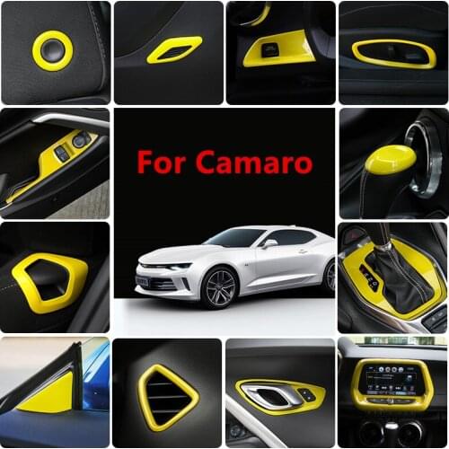 ABS Fashion Yellow Air Outlet A Pillar Navigation Screen Handle Reading Light Frame For Chevrolet Camaro 2017 2018 AAA037H