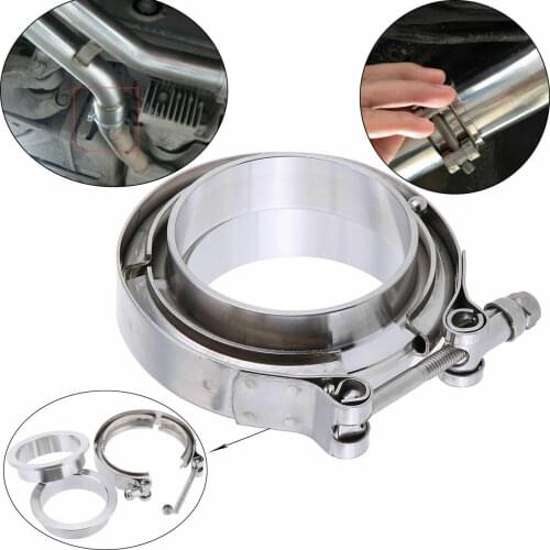 Samger V-Band Clamp Stainless Steel V Band Flange Kit For 3inch 76mm Exhaust Muffler Valve Car Exhaust System