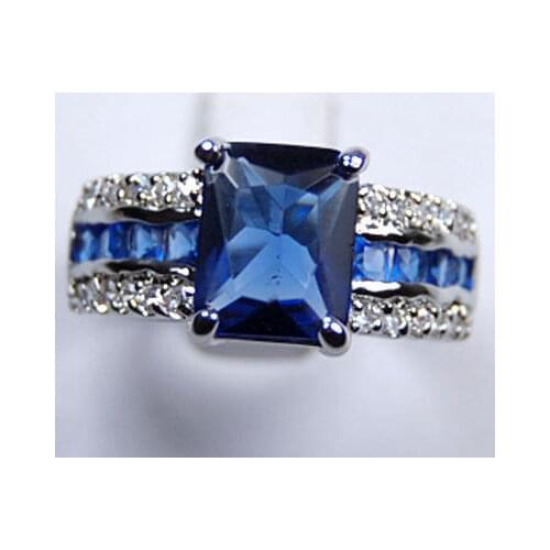 Genuine blue Tourmaline Silver Ring AAA Grade size 6-9